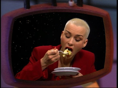 tv guide exclusive! video of susan powter eating pasta salad on space ghost coast to coast